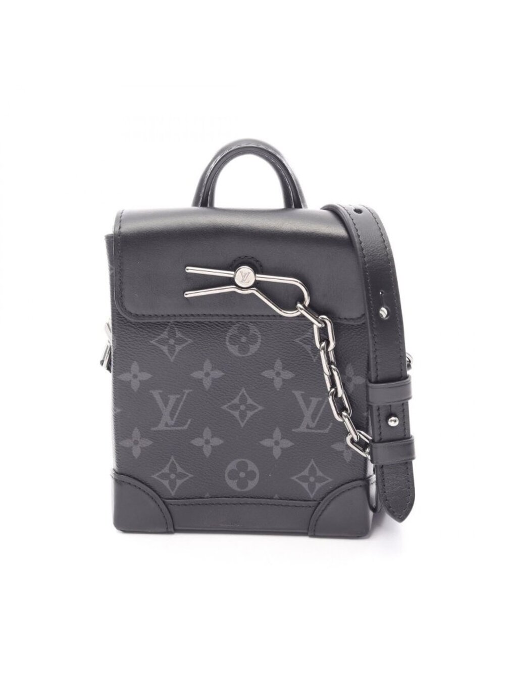 ★SOLD★ Louis Vuitton Shoulder Bag Nano Steamer Monogram Eclipse 2-Way Canvas - Picture 1 of 8